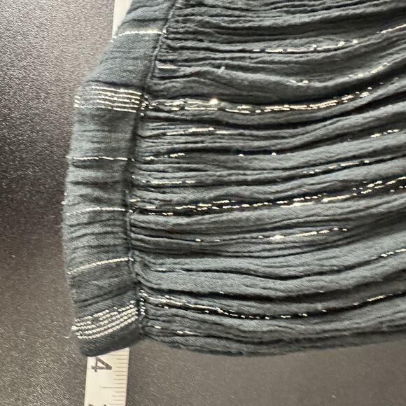 Vintage Boho Celestial Goth Long Skirt XL Black Gold Metallic Tinsel Cottage - Picture 9 of 12